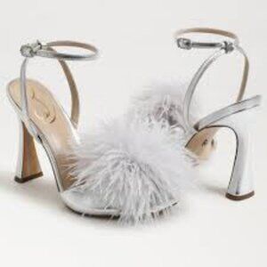 NEW NWT Sam Edelman Yaro Soft Silver Feather Ankle Strap (7 1/2 M)